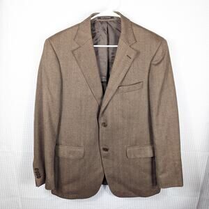 Sartoria Ruggiero 40R Brown Herringbone Wool Blazer Jacket Mens Made in Portugal